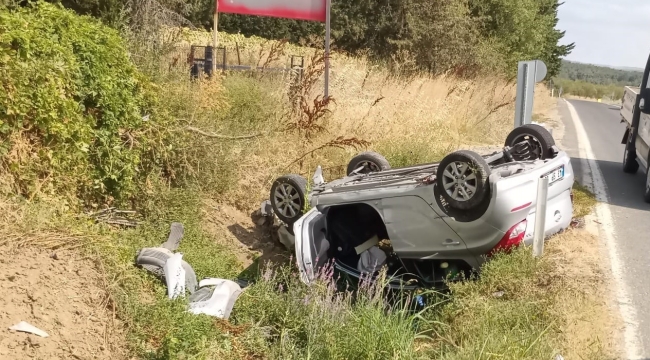 Keşan'da takla atan otomobilde 3 kişi yaralandı